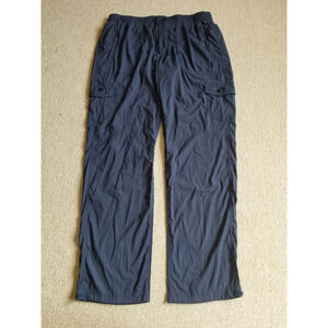 Womens Pants-L L BEAN-navy nylon stretch "Vista Camp Pants Straight-Leg Cargo"-L